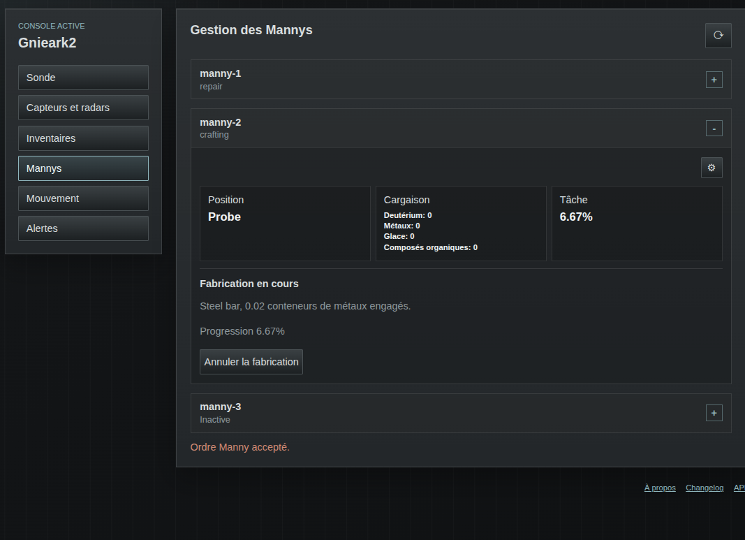Illustration de l’état d’une Manny dans l’interface